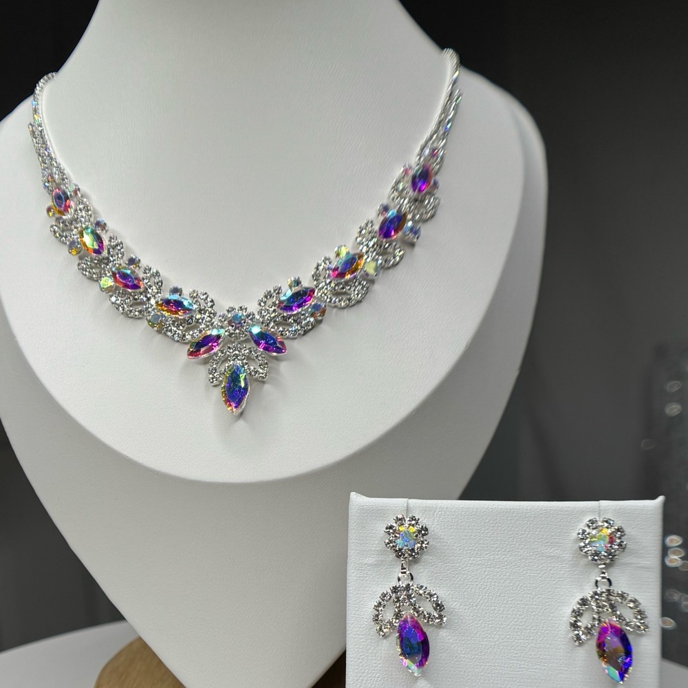 Elegant Aurora Borealis Necklace & Earring Set
